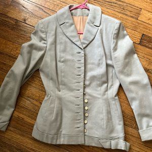 victorian couture golden age tannish light green wool blazer very DIOR!